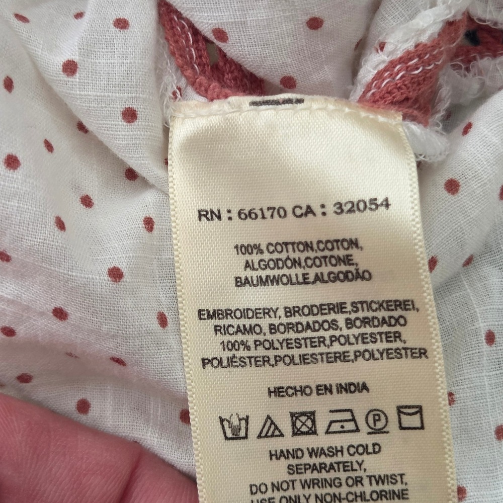 Maeve Anthropologie White Red Polka Dot Embroidered Cotton Top XL Sleeveless - Picture 6 of 10